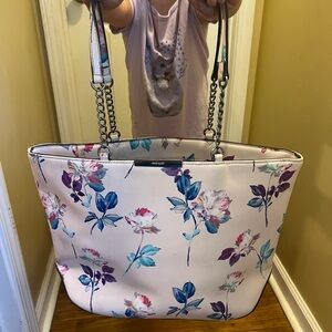 Nine West Floral Tote Bag - Cream and Blue